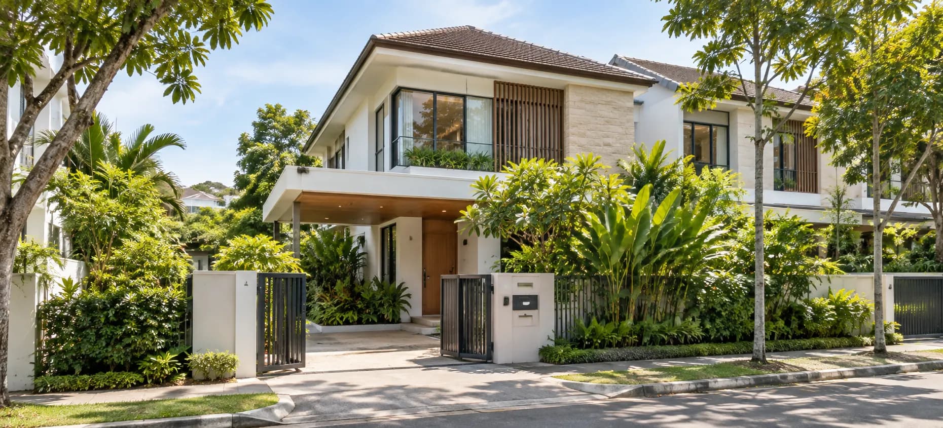Landed home with greenery, representing holding and growing a property