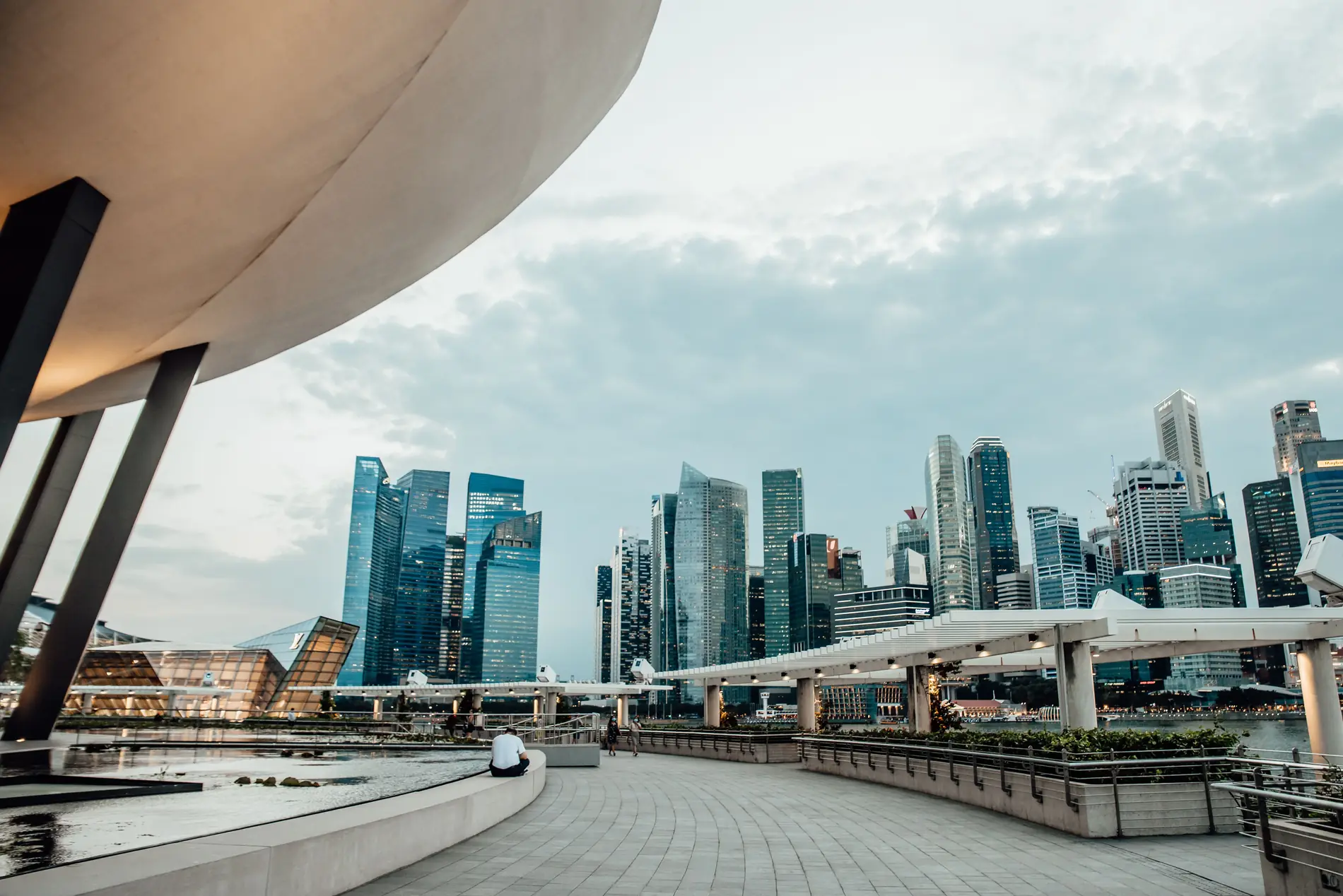 Singapore's Marina Bay skyline seen beside the ArtScience Museum